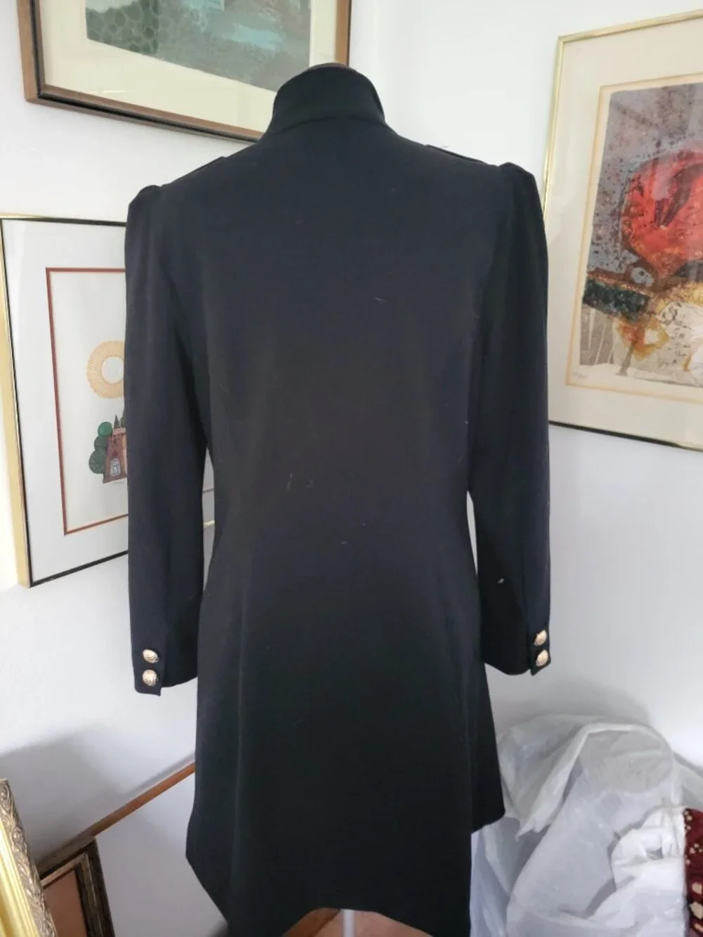 Inc International Concepts Black 3/4 Military Double Breasted Coat Size Large - Picture 4 of 7